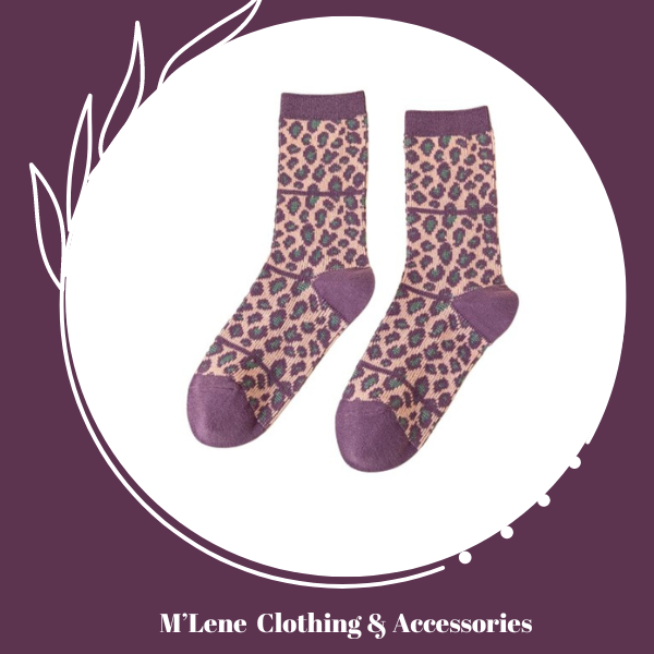 Socks - Leopard Print - Purple