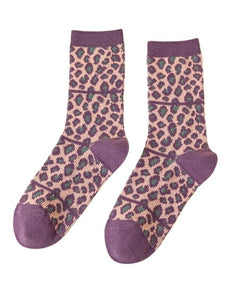 Socks - Leopard Print - Purple