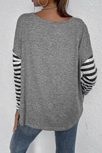 Load image into Gallery viewer, Striped &amp; Leopard Print Longsleeve Top - Grey
