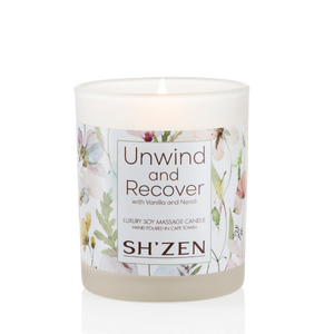 Sh'Zen Unwind and Recover Luxury Soy Massage Candle