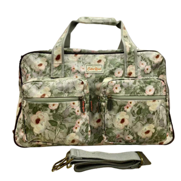 Cotton Road Weekender Travel Bag Grey Floral hartgoet