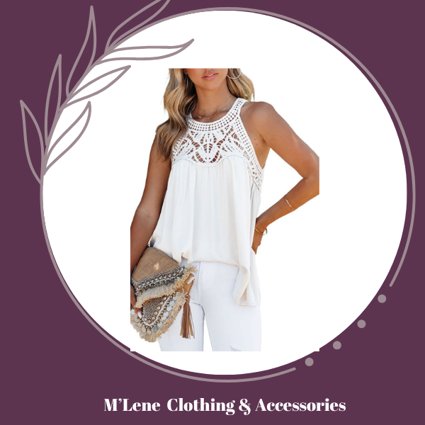 White Lace Crochet Sleeveless Babydoll Top