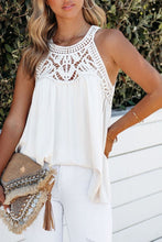 Load image into Gallery viewer, White Lace Crochet Sleeveless Babydoll Top
