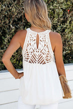 Load image into Gallery viewer, White Lace Crochet Sleeveless Babydoll Top
