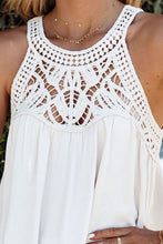 Load image into Gallery viewer, White Lace Crochet Sleeveless Babydoll Top
