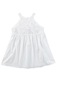 White Lace Crochet Sleeveless Babydoll Top