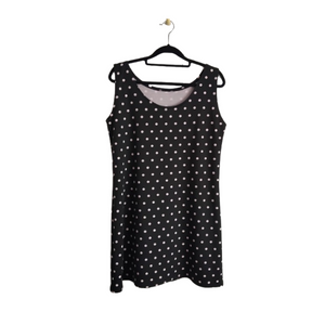 Winter Shift Dress - Black With White Polkadots