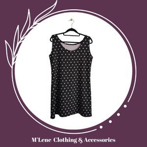 Winter Shift Dress - Black With White Polkadots