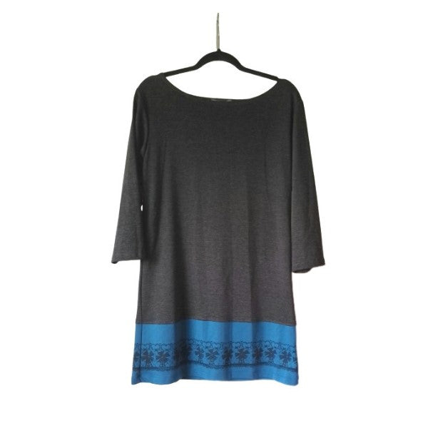 Winter Dress - 3/4 Sleeves - Charcoal & Teal