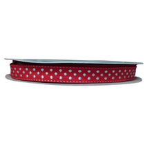 Load image into Gallery viewer, Ribbon - Woven - Dots - Deep Red
