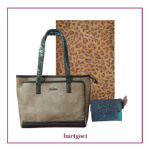 Load image into Gallery viewer, Cotton Road Beige Handbag &amp; Brown Card Wallet &amp; Leopard Print Scarf Combo
