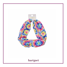 Load image into Gallery viewer, Colourful tie-dye headband on a white background.  
