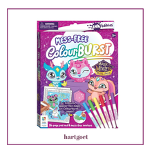 Load image into Gallery viewer, Color Burst coloring book set with markers on a white background
