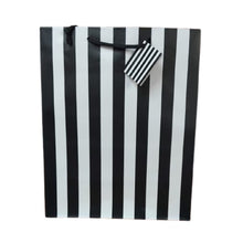 Load image into Gallery viewer, Large gift bag with black and white stripes
