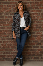 Load image into Gallery viewer, Edith Jacket - Grey/Black/Pink/Blue Aztec Design
