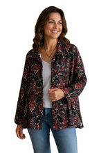 Load image into Gallery viewer, Edith Jacket - Black/Wine/Blue Paisley Design
