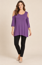 Load image into Gallery viewer, Nia Open Shoulder Tunic Top - Purple
