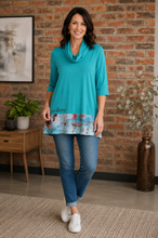 Load image into Gallery viewer, Teal Cowl Neck Top
