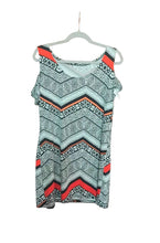 Load image into Gallery viewer, Short open shoulder dress in black, white and orange
