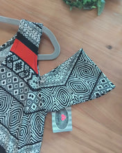 Load image into Gallery viewer, Short Open Shoulder Dress - Black White Orange - Earth Angel Clothing
