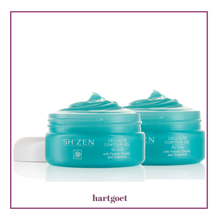 Load image into Gallery viewer, Two blue jars of Shizen Cellulite Contour Gel on a white background
