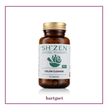 Load image into Gallery viewer, Brown supplement bottle labeled 'Sh'Zen Natural Pharmacy Colon Cleanse' on a white background
