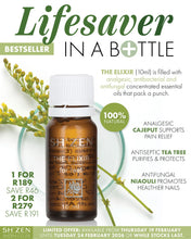 Load image into Gallery viewer, Shizen bottle with essential oils and promotional text on a white background
