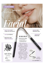 Load image into Gallery viewer, Advertisement for Sh'Zen facial tweezer with product image and promotional text.
