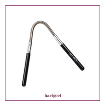 Load image into Gallery viewer, Black and silver metal facial tweezer on a white background
