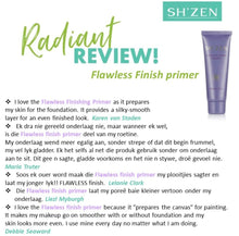 Load image into Gallery viewer, Customer reviews on the Sh'Zen Flawless Finish Primer with a small image of a tube of the product
