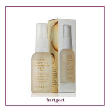 Load image into Gallery viewer, Sh'Zen Glycolic Glow 10% Overnight Peel bottle and packaging on a white background
