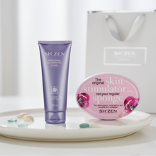 Load image into Gallery viewer, Sh'Zen Harmonising Cleansing Gel and Oval Skin Stimulator with Gift Bag
