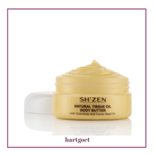 Load image into Gallery viewer, Sh'Zen Natural Tissue Oil Body Butter jar on a white background
