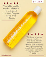 Load image into Gallery viewer, Bottle of Sh'Zen Natural Tissue Shower Oil with customer reviews
