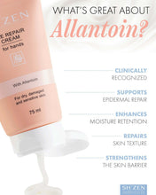Load image into Gallery viewer, Tube of Sh'Zen Repair Cream for hands with info about Allantoin, one of the ingredients in the cream

