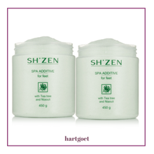Load image into Gallery viewer, Two jars of Sh'Zen Spa Additive for feet on a white background
