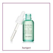 Load image into Gallery viewer, Sh'Zen Youth Oil bottle with dropper on a white background
