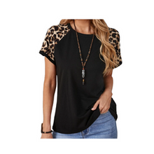 Load image into Gallery viewer, Black &amp; Leopard Print T-shirt
