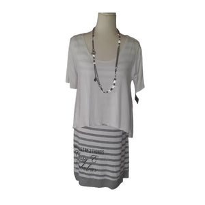 Grey & white shift dress