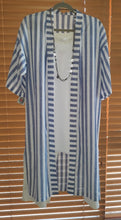 Load image into Gallery viewer, Long Linen Jacket - White &amp; Blue
