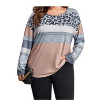 Load image into Gallery viewer, Pink &amp; Leopard Print Colourblock Top
