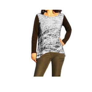 Black long sleeve top - grass print