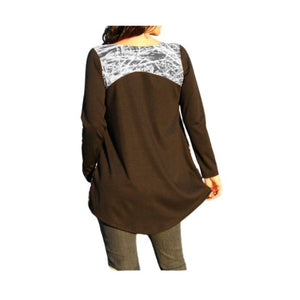 Black long sleeve top - grass print