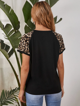 Load image into Gallery viewer, Black &amp; Leopard Print T-shirt
