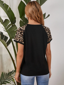 Black & Leopard Print T-shirt