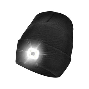 Beanie with LED light - Black