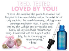 Load image into Gallery viewer, Bottle of Sh'Zen Midnight Recovery Elixir with a product review from a customer
